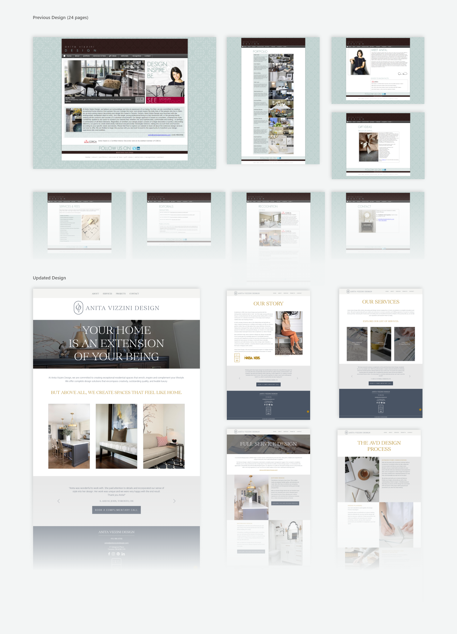 Previous vs revamped designs