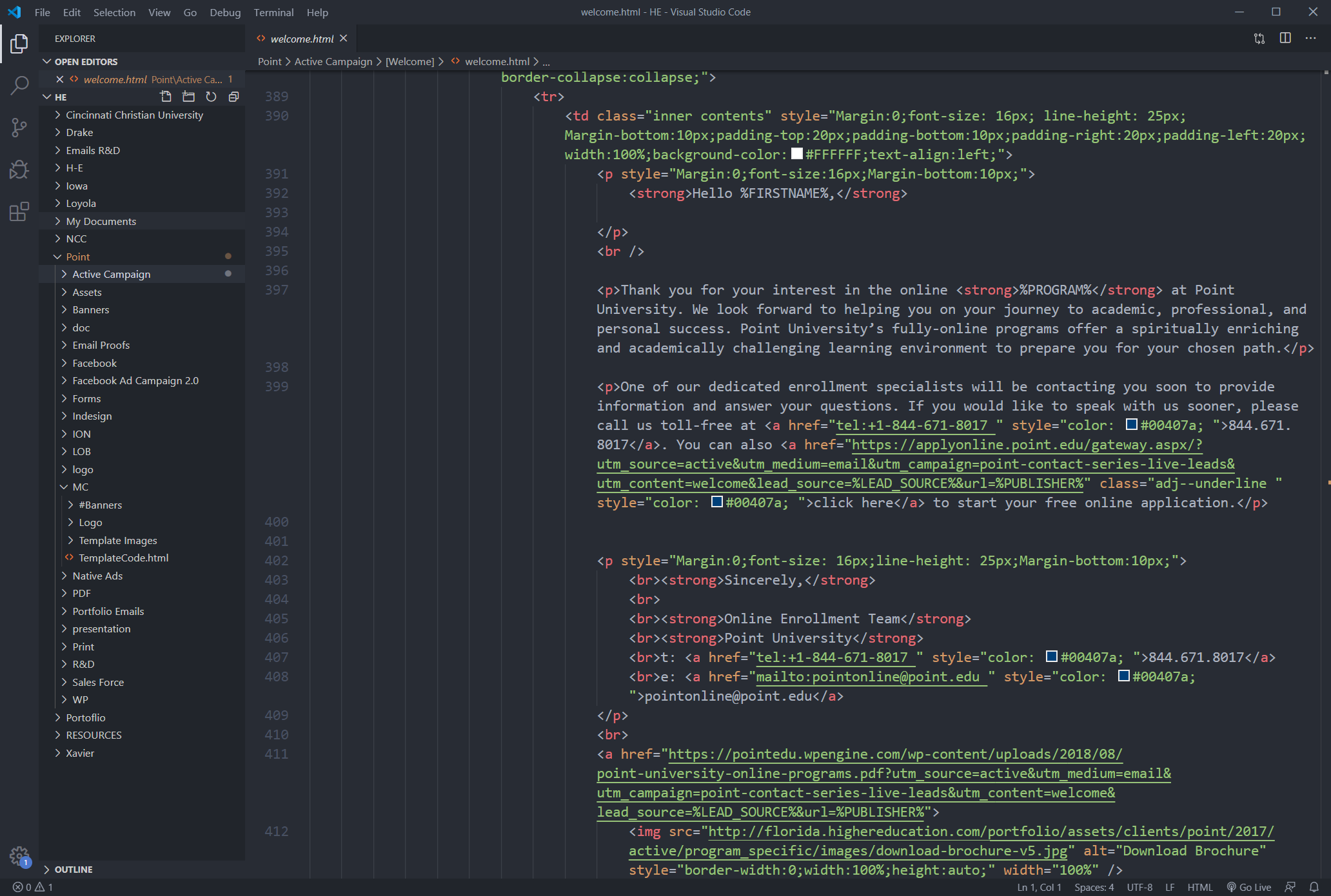 Template Development Example